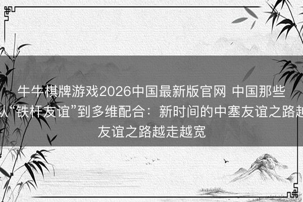 牛牛棋牌游戏2026中国最新版官网 中国那些事儿｜从“铁杆友谊”到多维配合：新时间的中塞友谊之路越走越宽